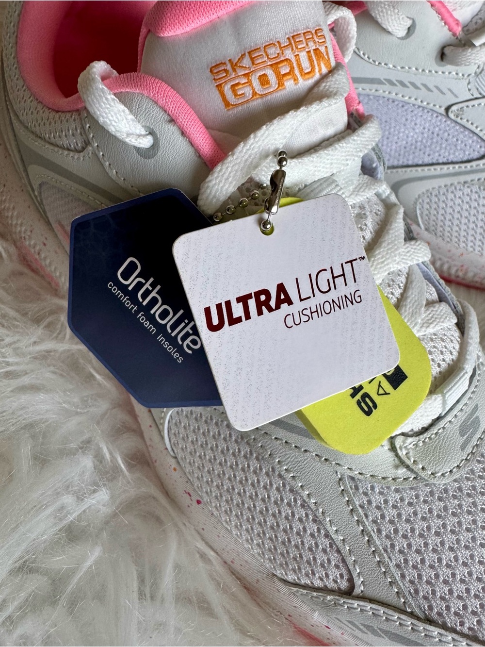Skechers White Athletic Sneakers with Pink Trim - Picture 2 of 4